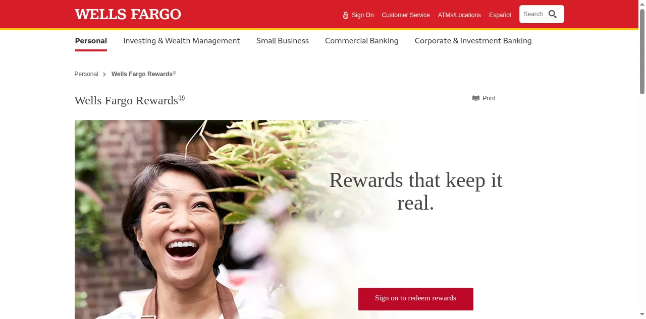 Preview of wellsfargorewards.com