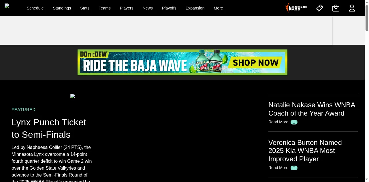 Preview of wnba.com