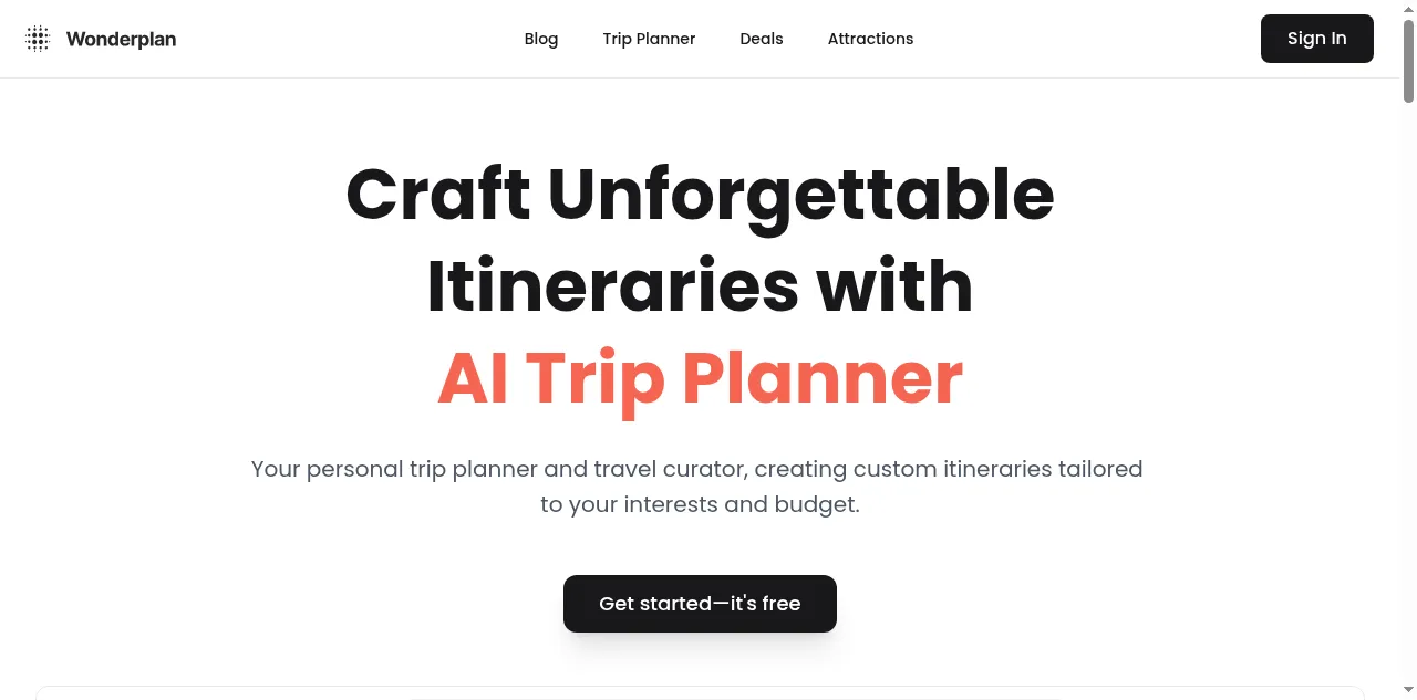 Preview of wonderplan.ai
