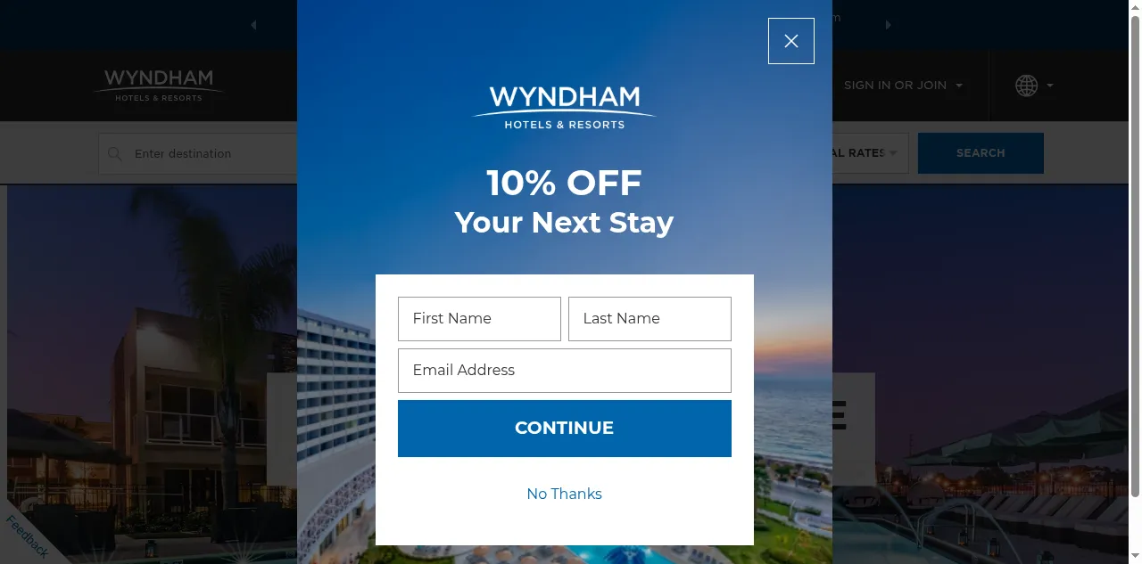 Preview of wyndhamhotels.com