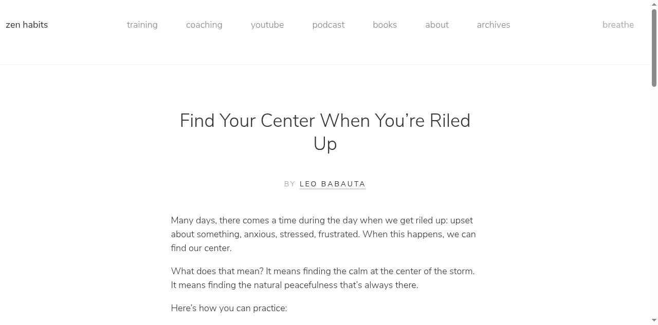 Preview of zenhabits.net