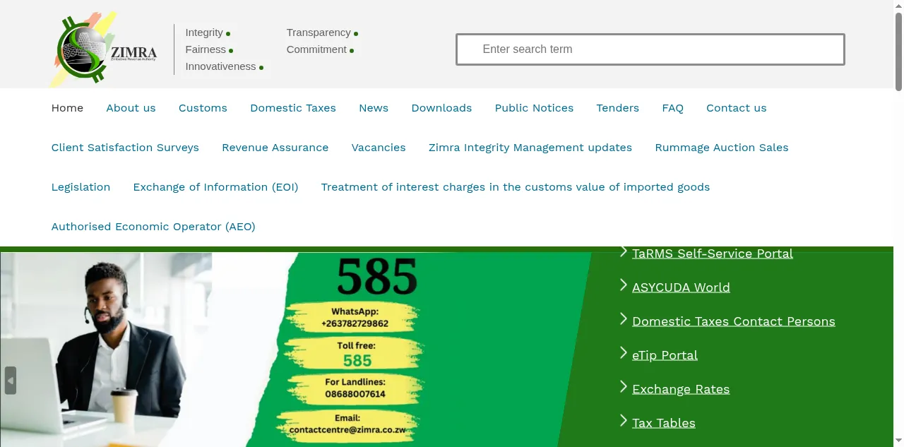 Preview of zimra.co.zw